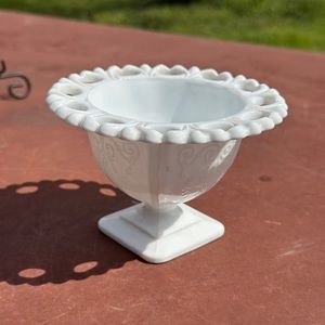 Vintage Indiana Milk Glass Compote Dish. Use it as a trinket dish/candle holder